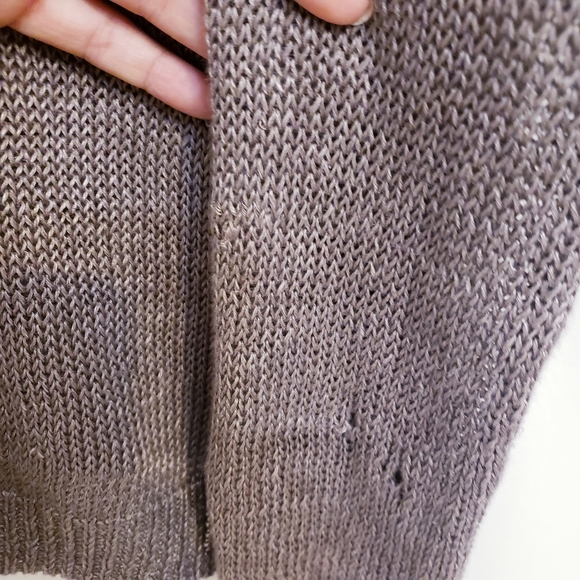 360 Sweater Tan 100% Linen Oversized Knit Scop Neck Sweater, Size S - Picture 9 of 10